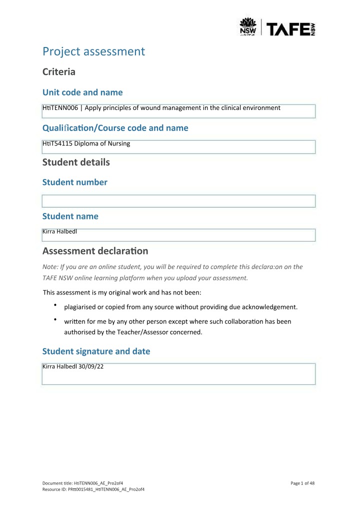 Wound Management Review - HLTENN006