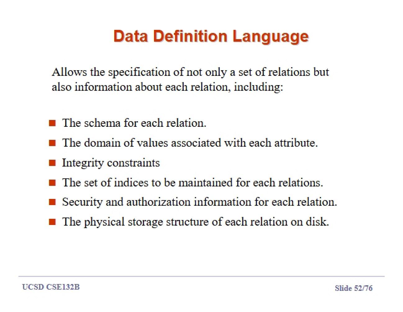 Schema Definition in Databases