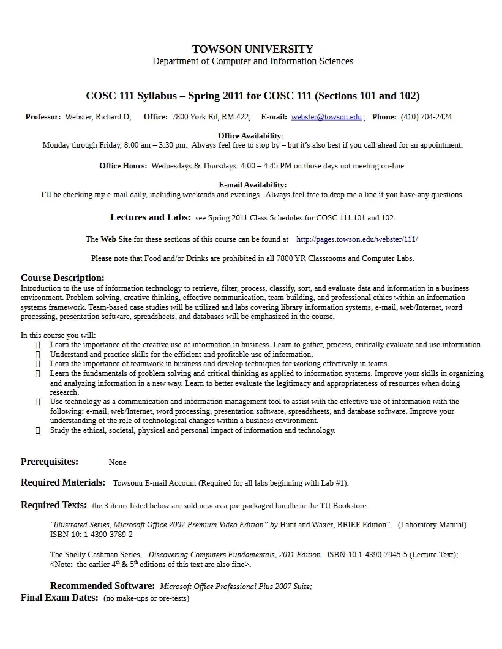 IT for Business Syllabus