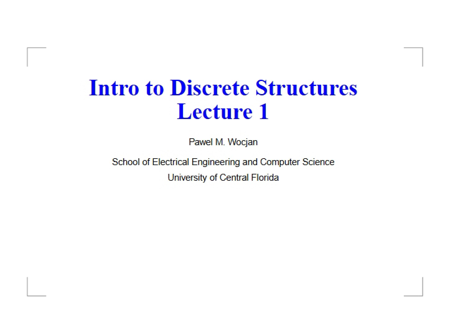 Notes from Lecture