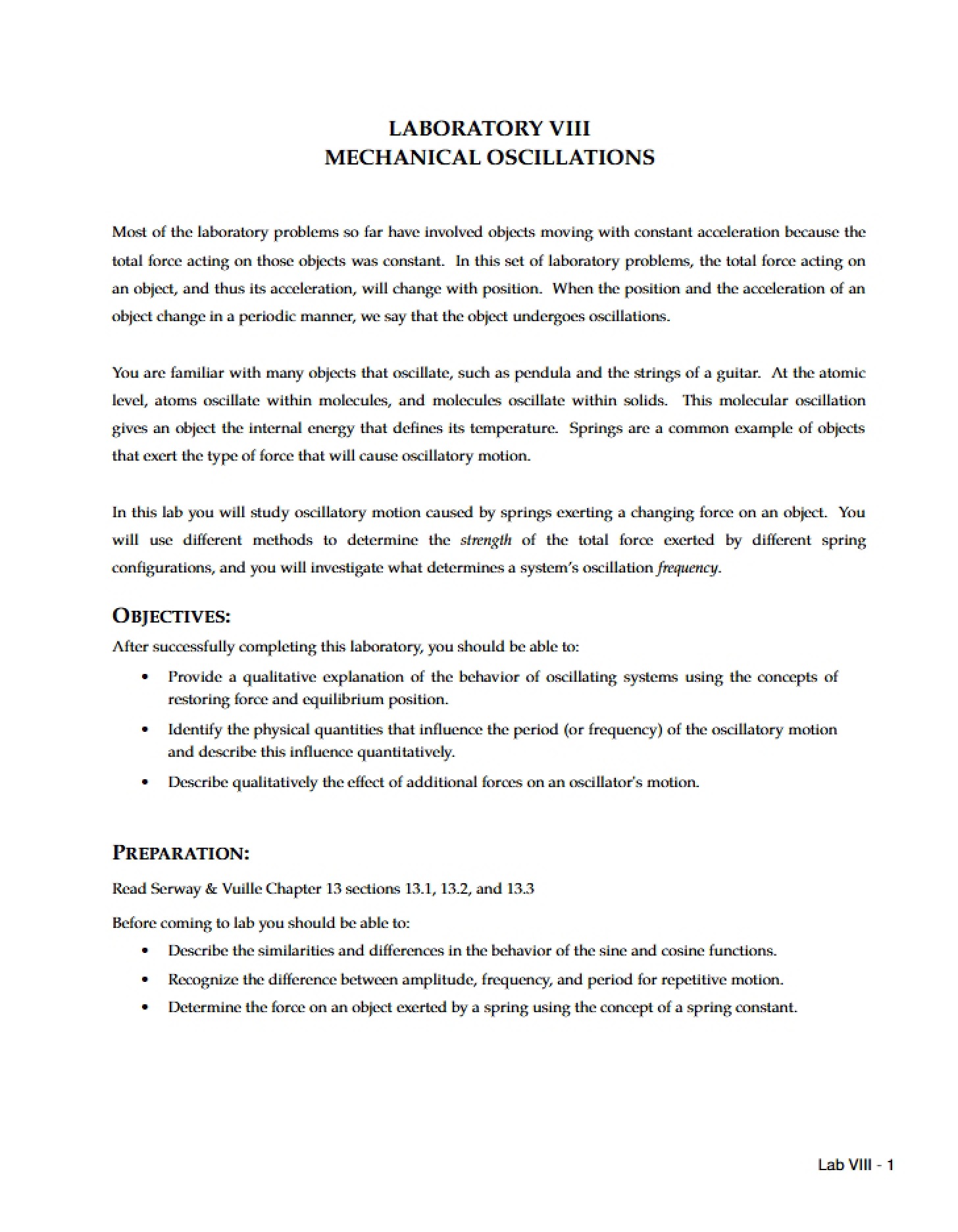 Oscillations in Mechanics