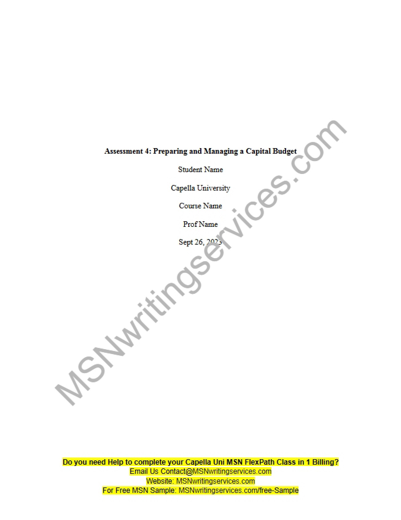 Managing and Preparing Capital Budgets Assessment 4