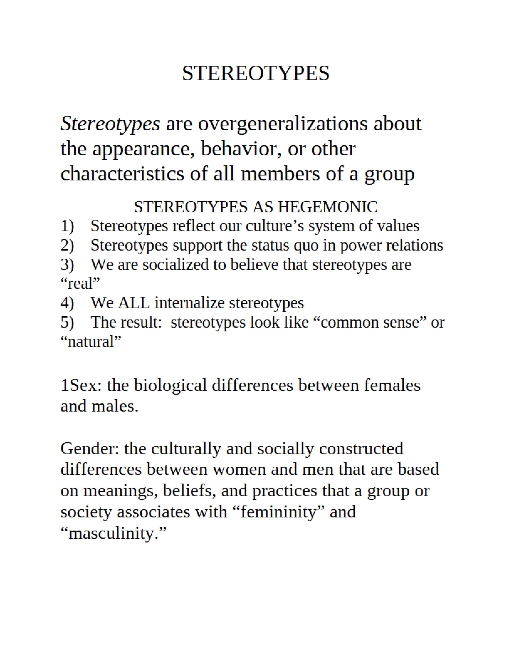 Understanding Stereotypes