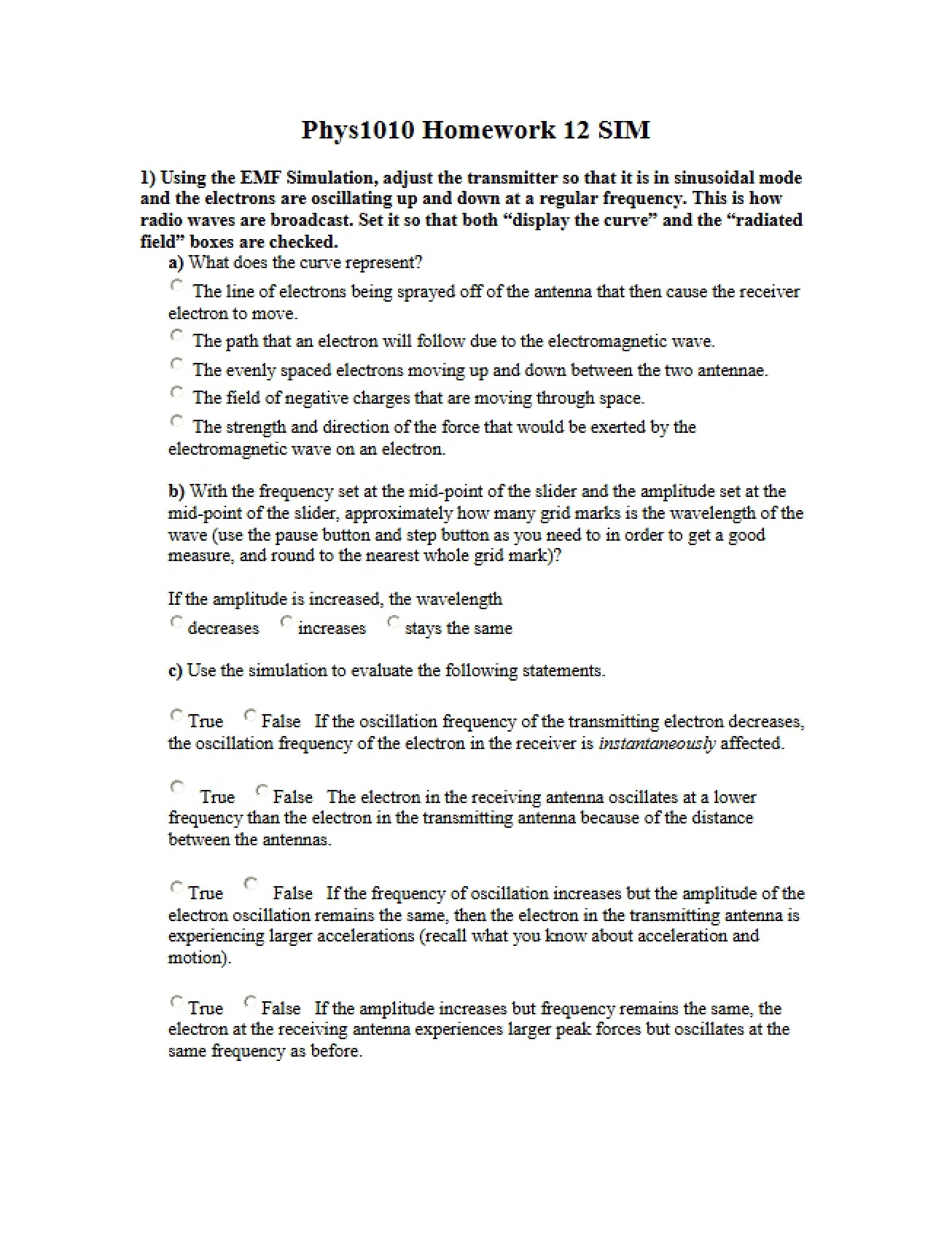 Homework 12 SIM (Second Instance)