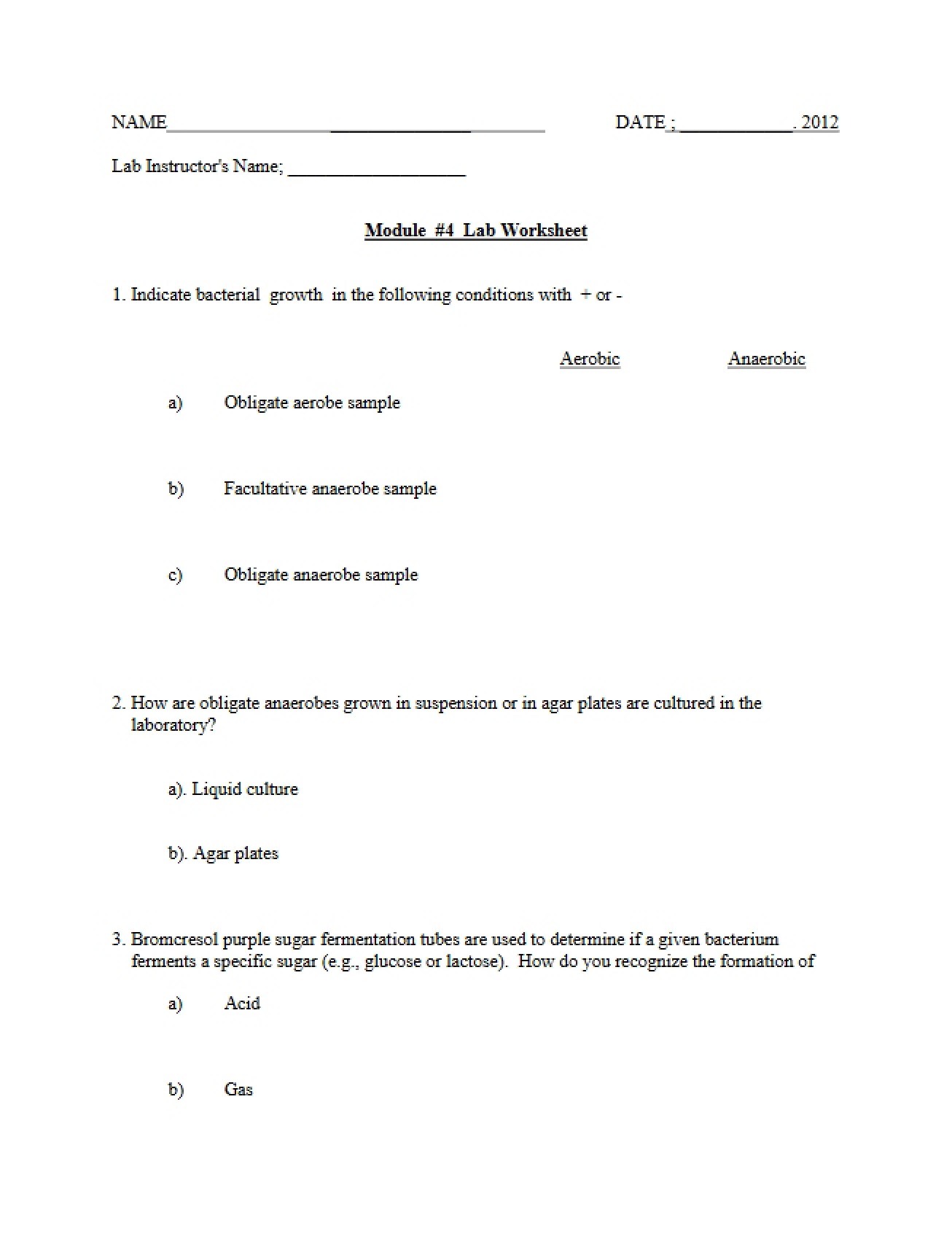 Module Four Lab Sheet