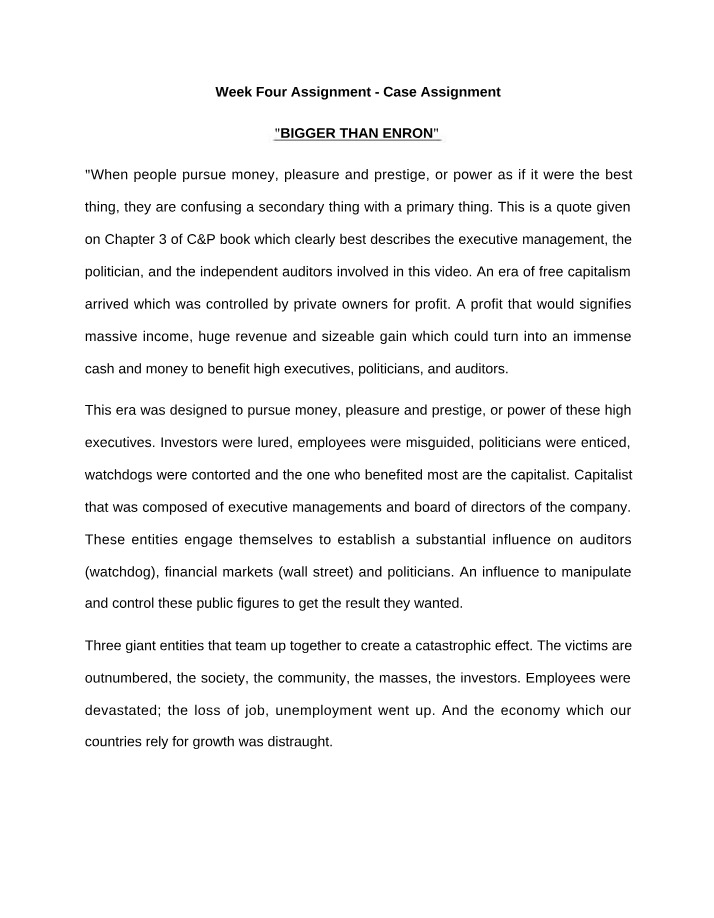 Week Four Case Assignment