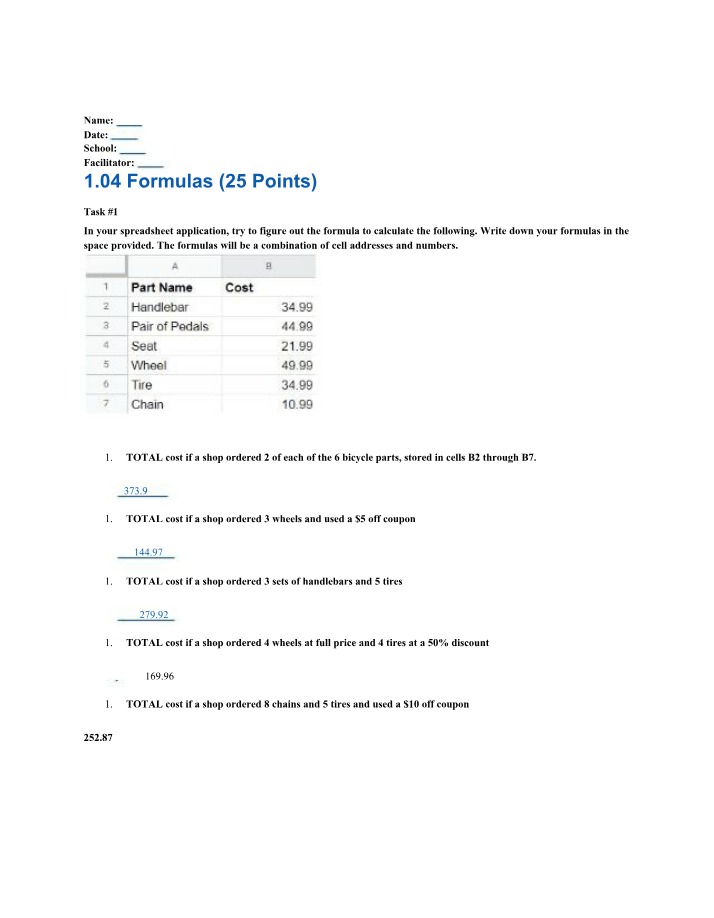 Formulas - 1.04