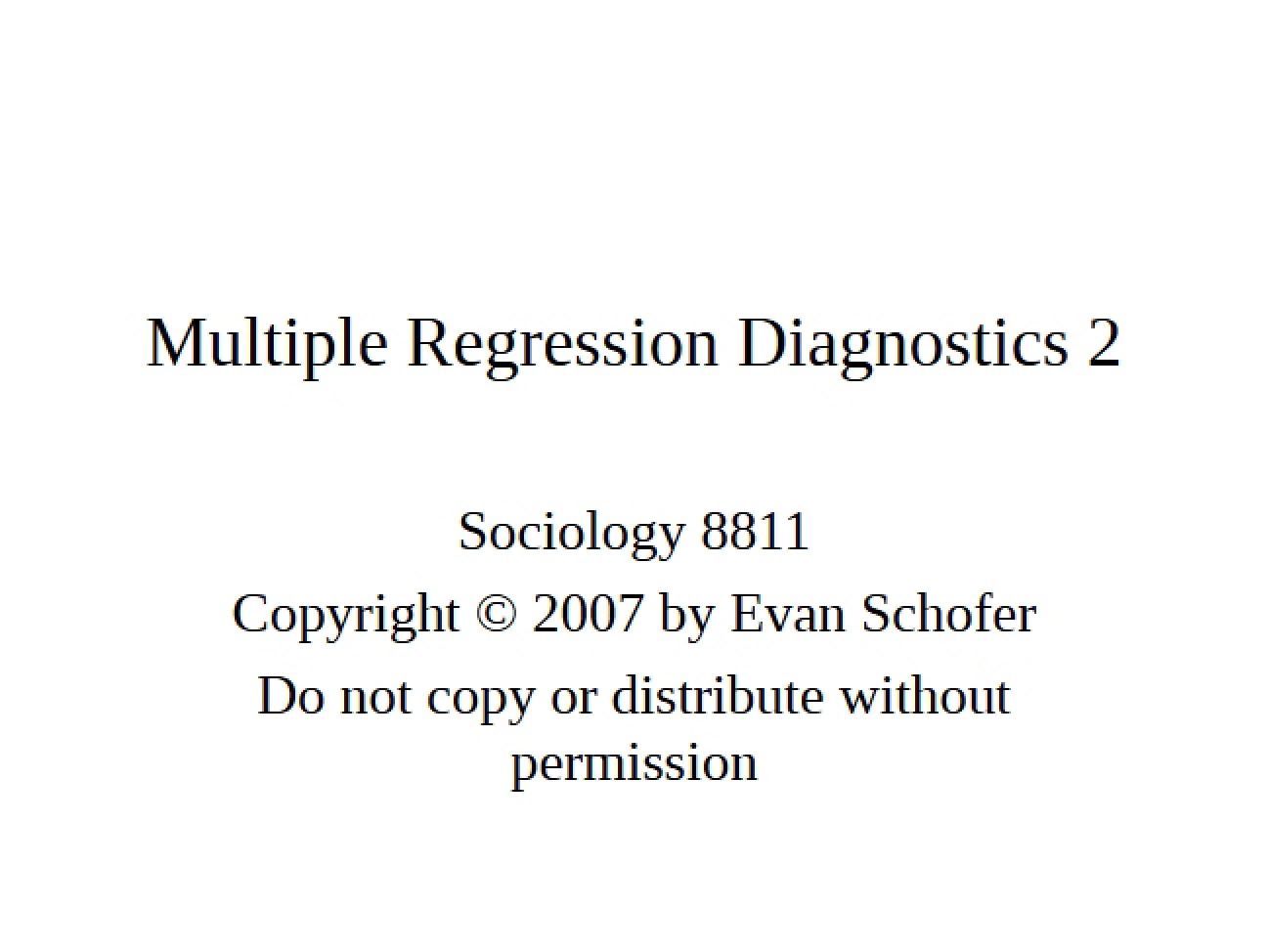 Second Diagnostics for Multiple Regression
