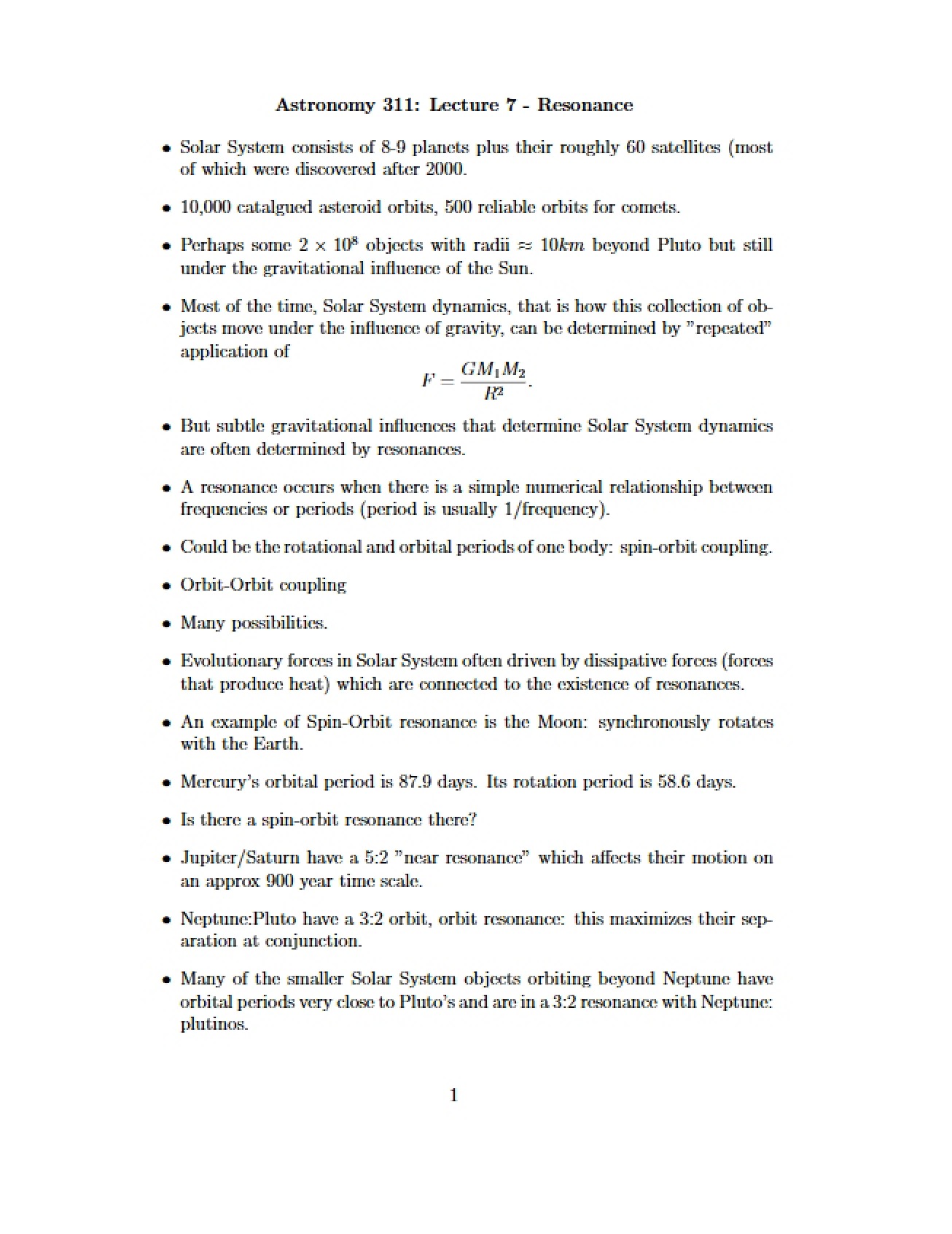 Seventh Lecture on the Concept of Resonance
