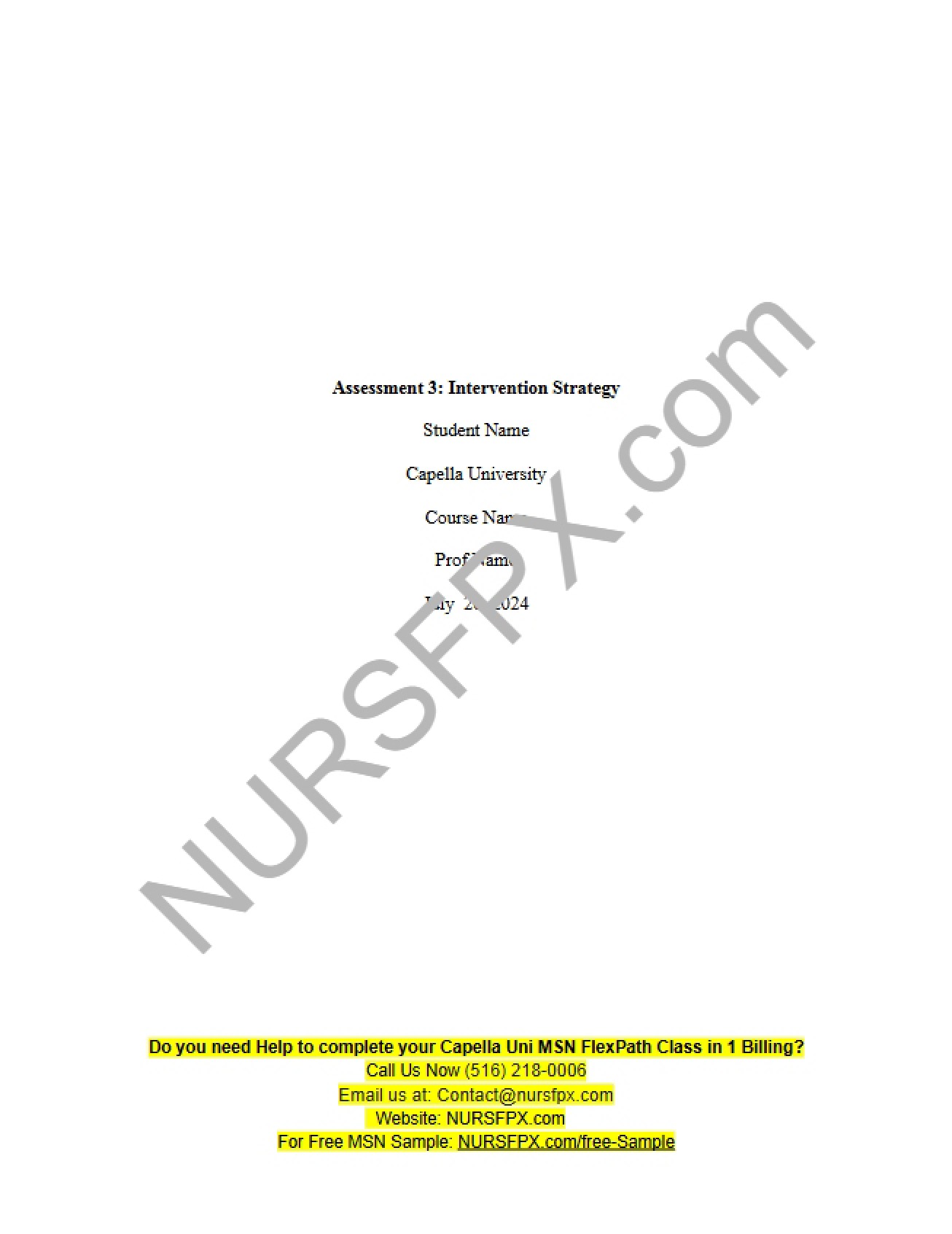 Strategy for Intervention (Assessment 3) - nan