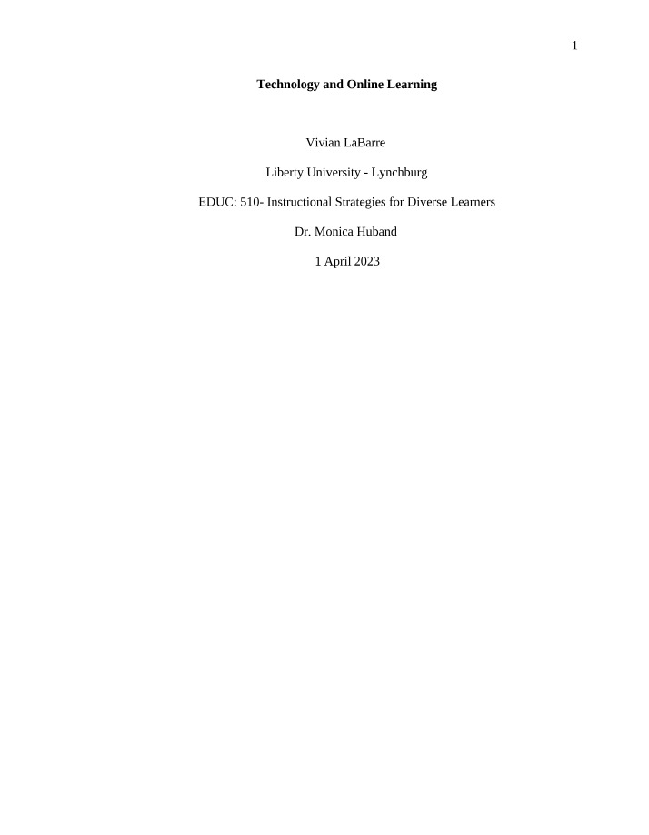 Technology in Online Learning