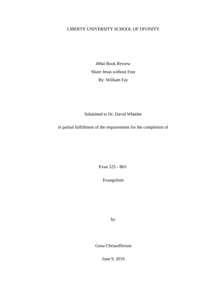 Effective Book Review of Sharing Jesus Without Fear