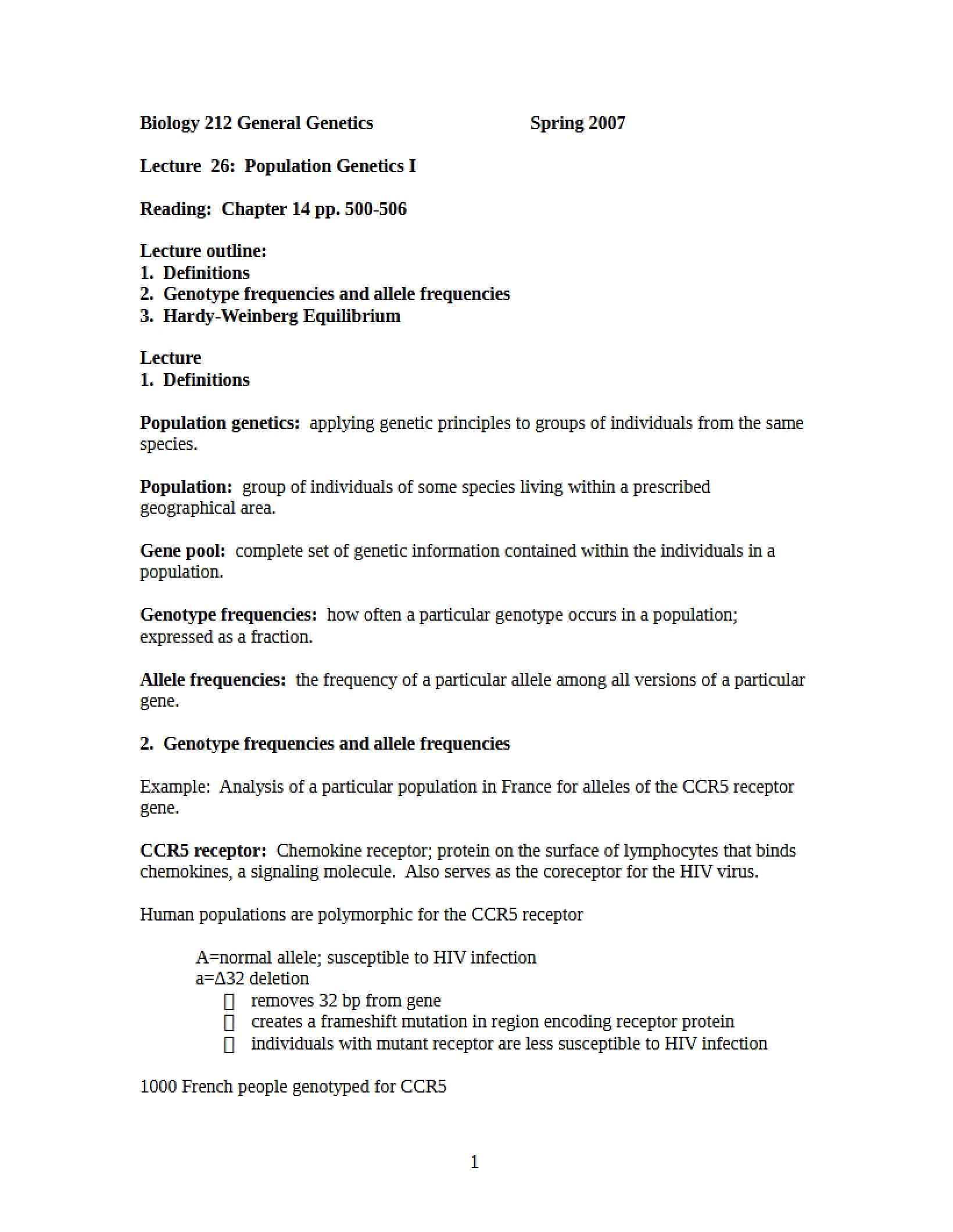 Genetics of Populations