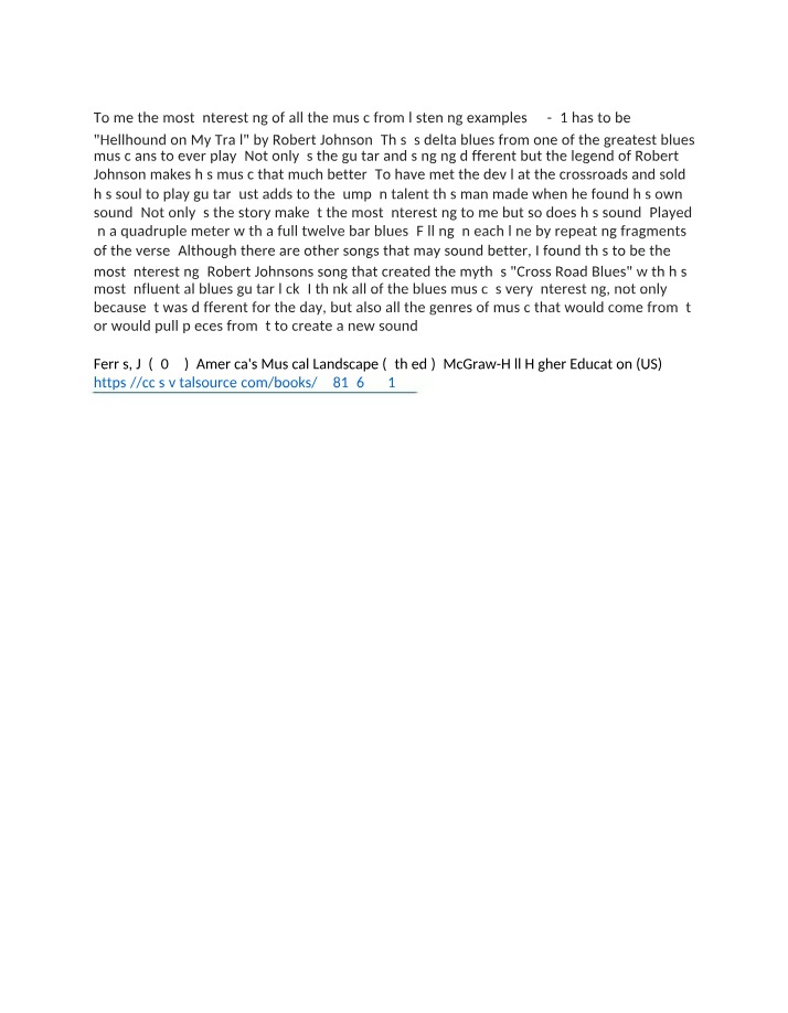 Analysis of Robert Johnson's Hellhound on My Trail