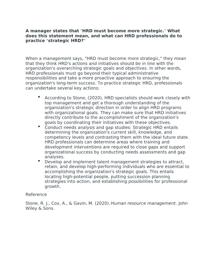 Practicing Strategic HRD - Aligning Initiatives