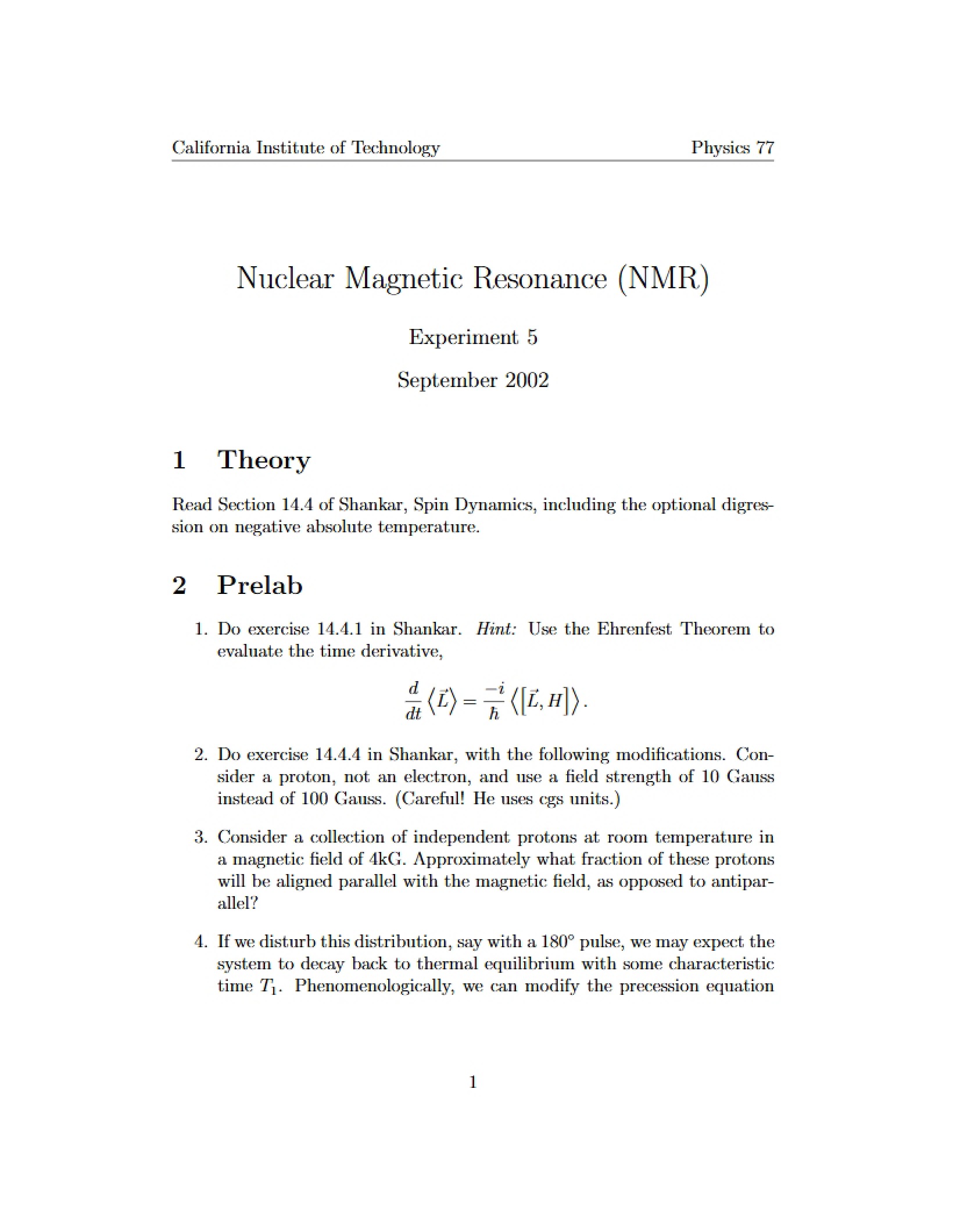 NMR Nuclear Magnetic Resonance