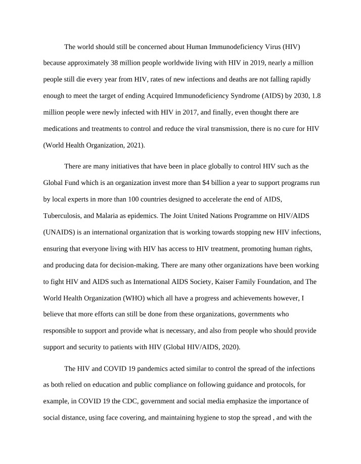 The Ongoing Threat of HIV - Global Concerns and Action