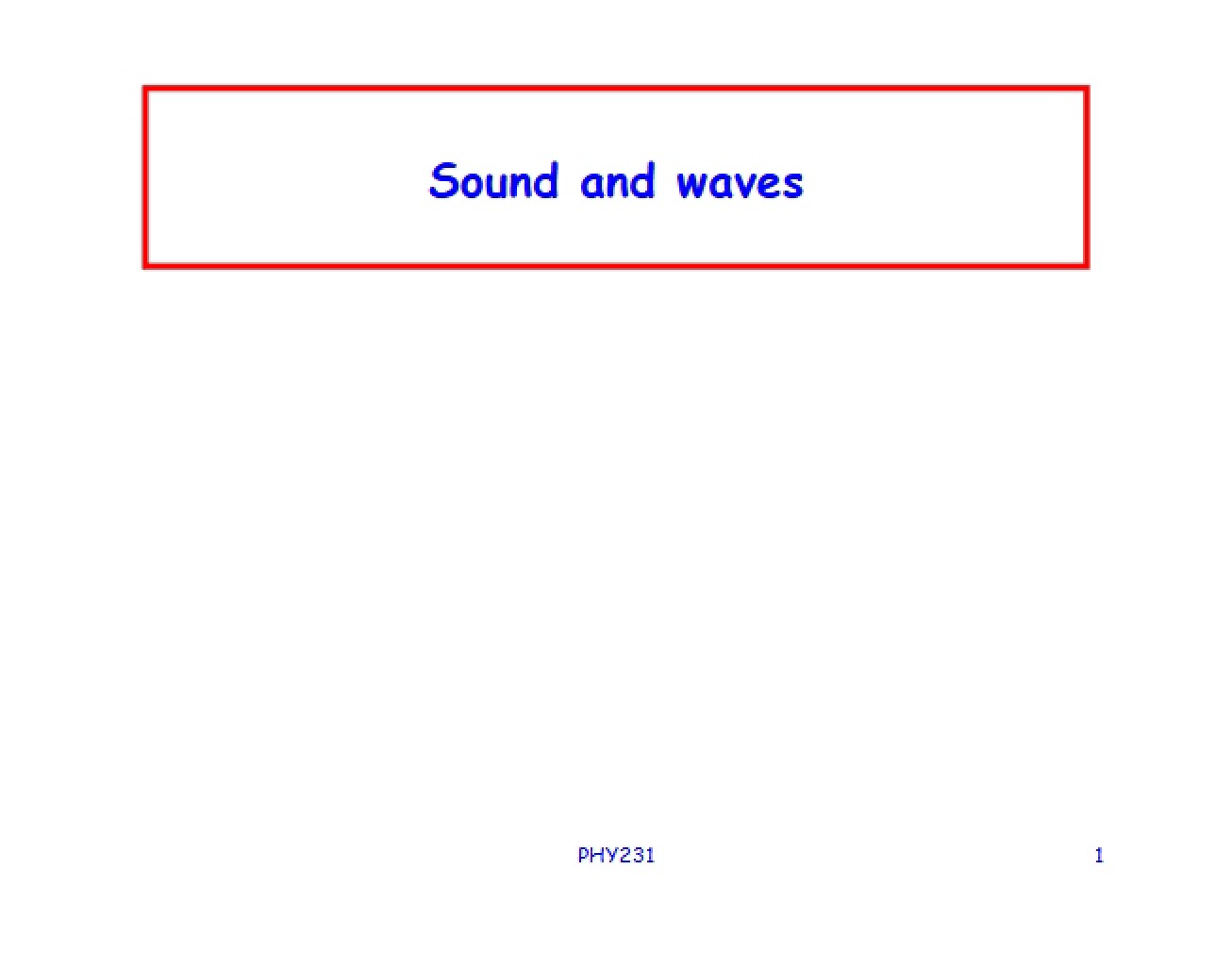 Waves and Sound