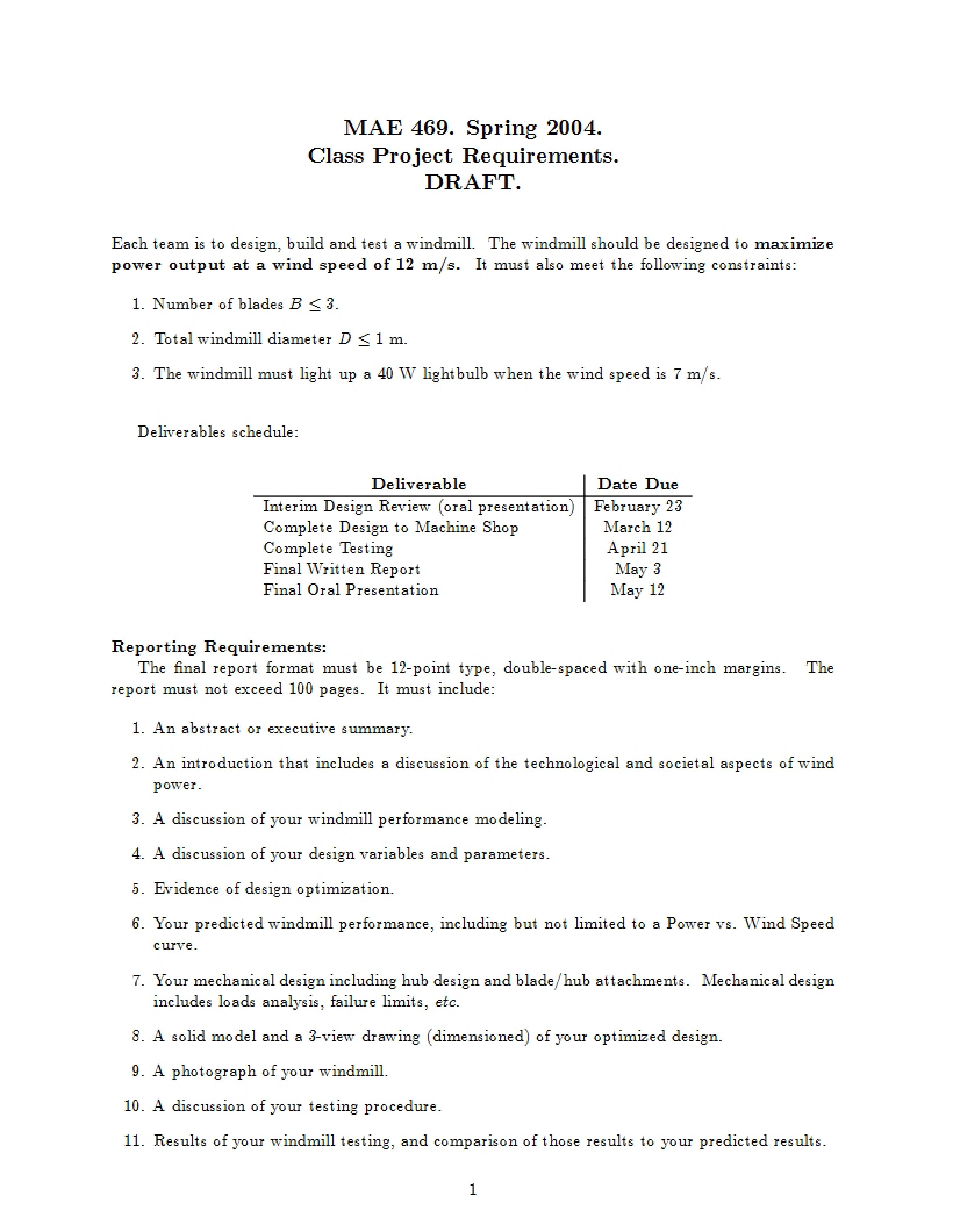 Requirements for Course Project