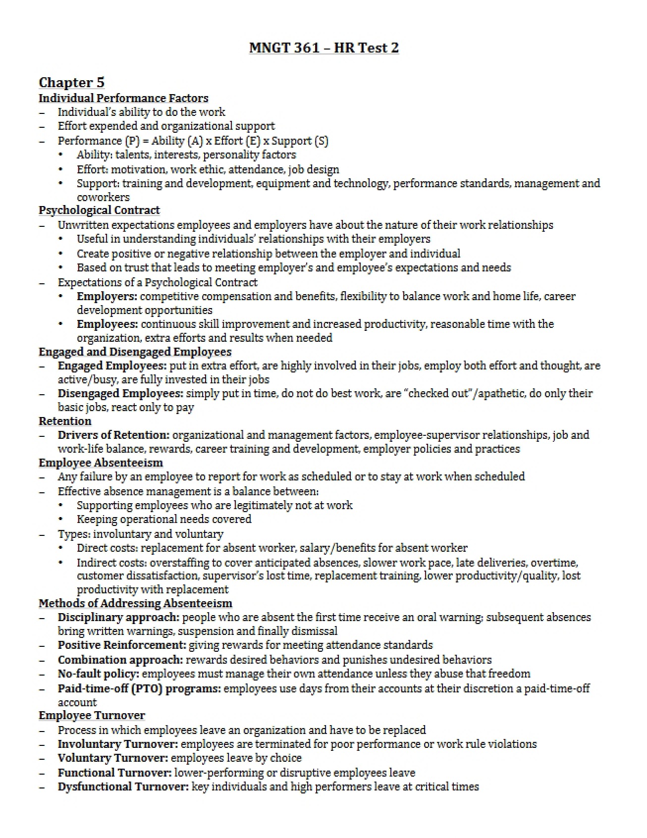 Second HR Examination