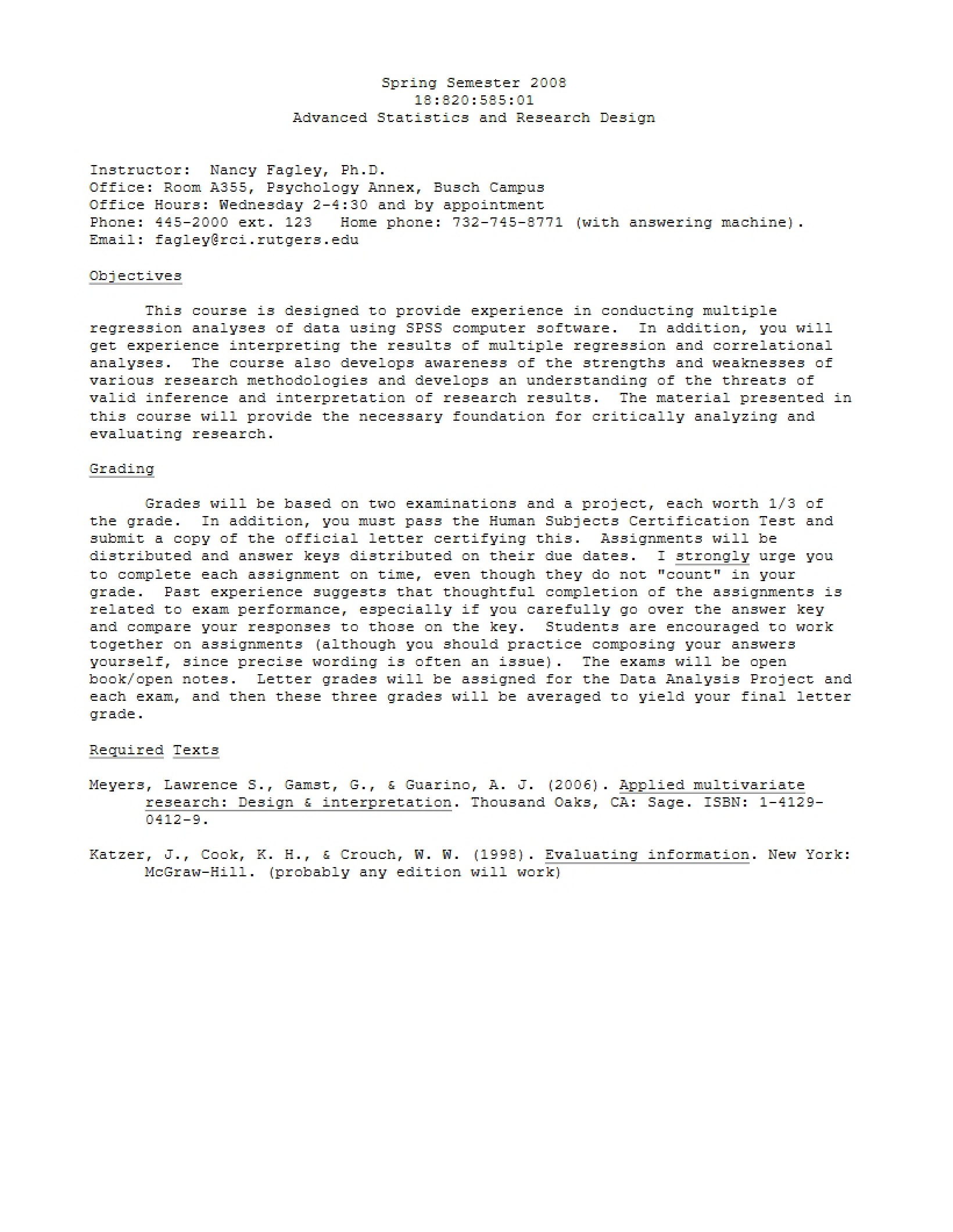 Research Design and Advanced Statistics
