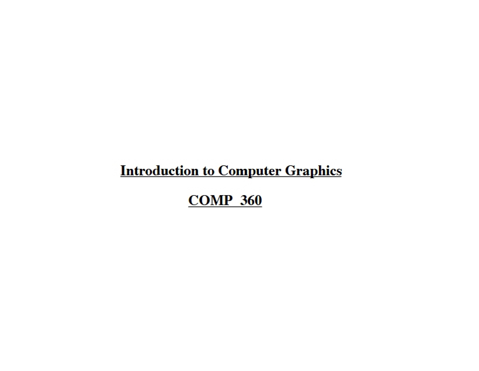 Computer Graphics Overview