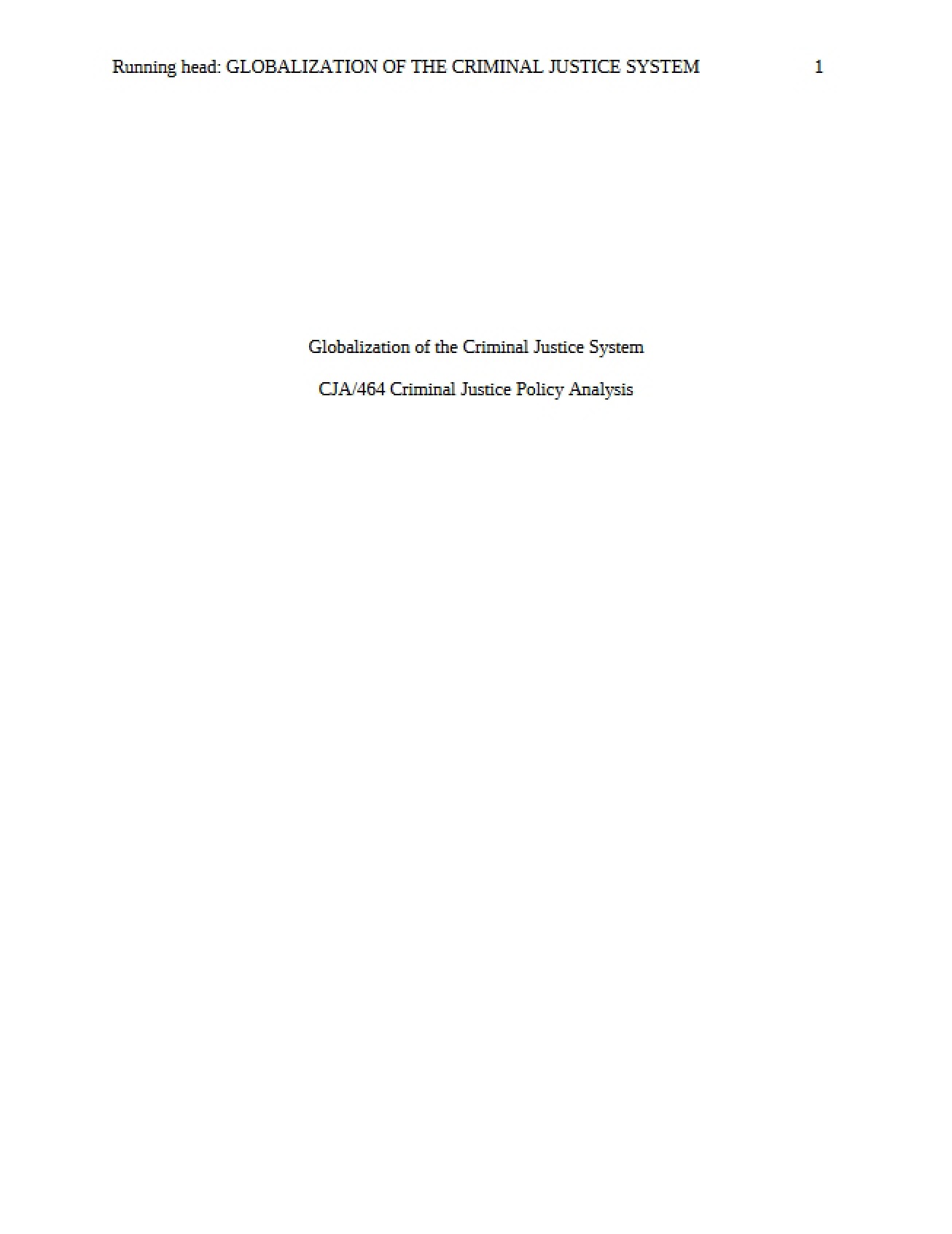 Criminal Justice System and Globalization