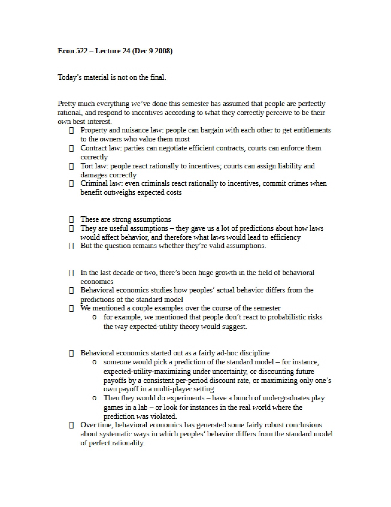 Notes from Lecture 24