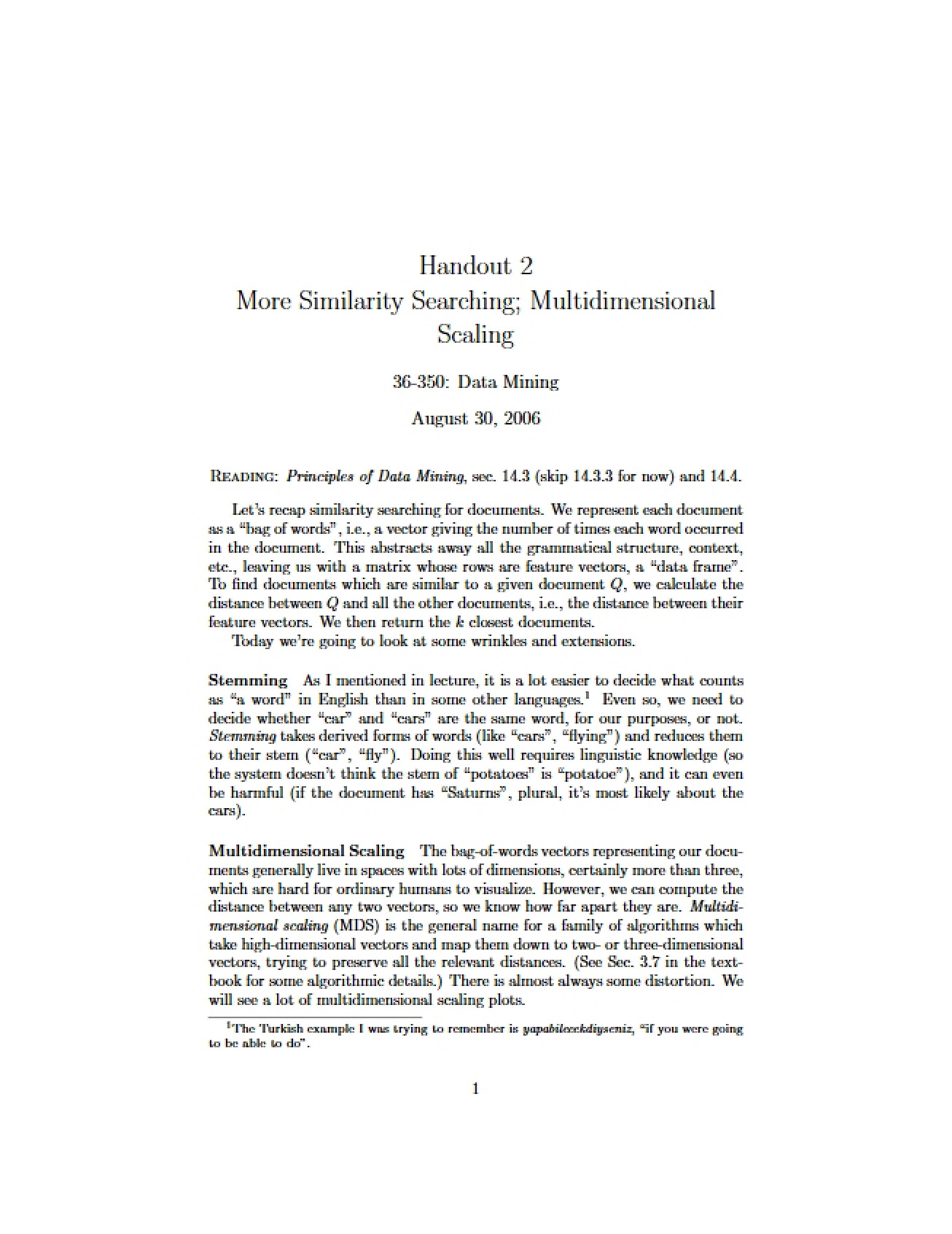 Statistical Computing Lecture One