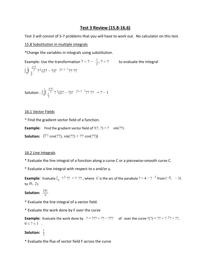 Review for Test 3