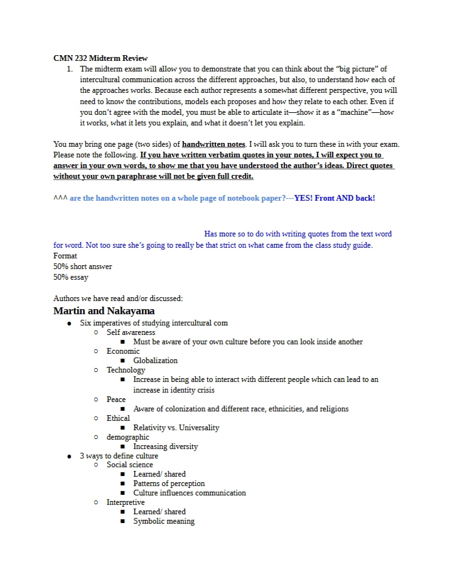 Document for Midterm Review