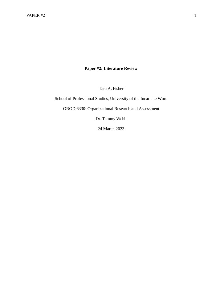 ORGD 6330 - Literature Review