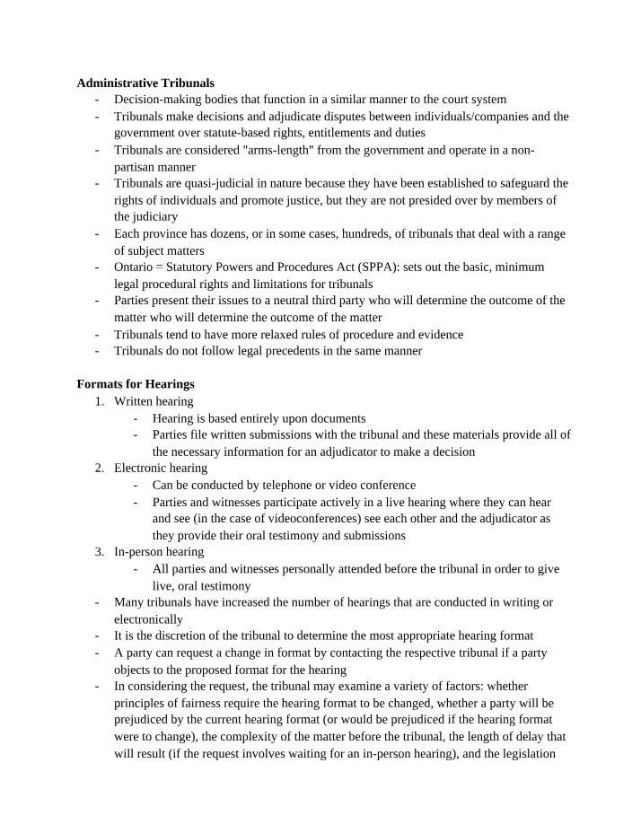 Hearings for Administrative Tribunals