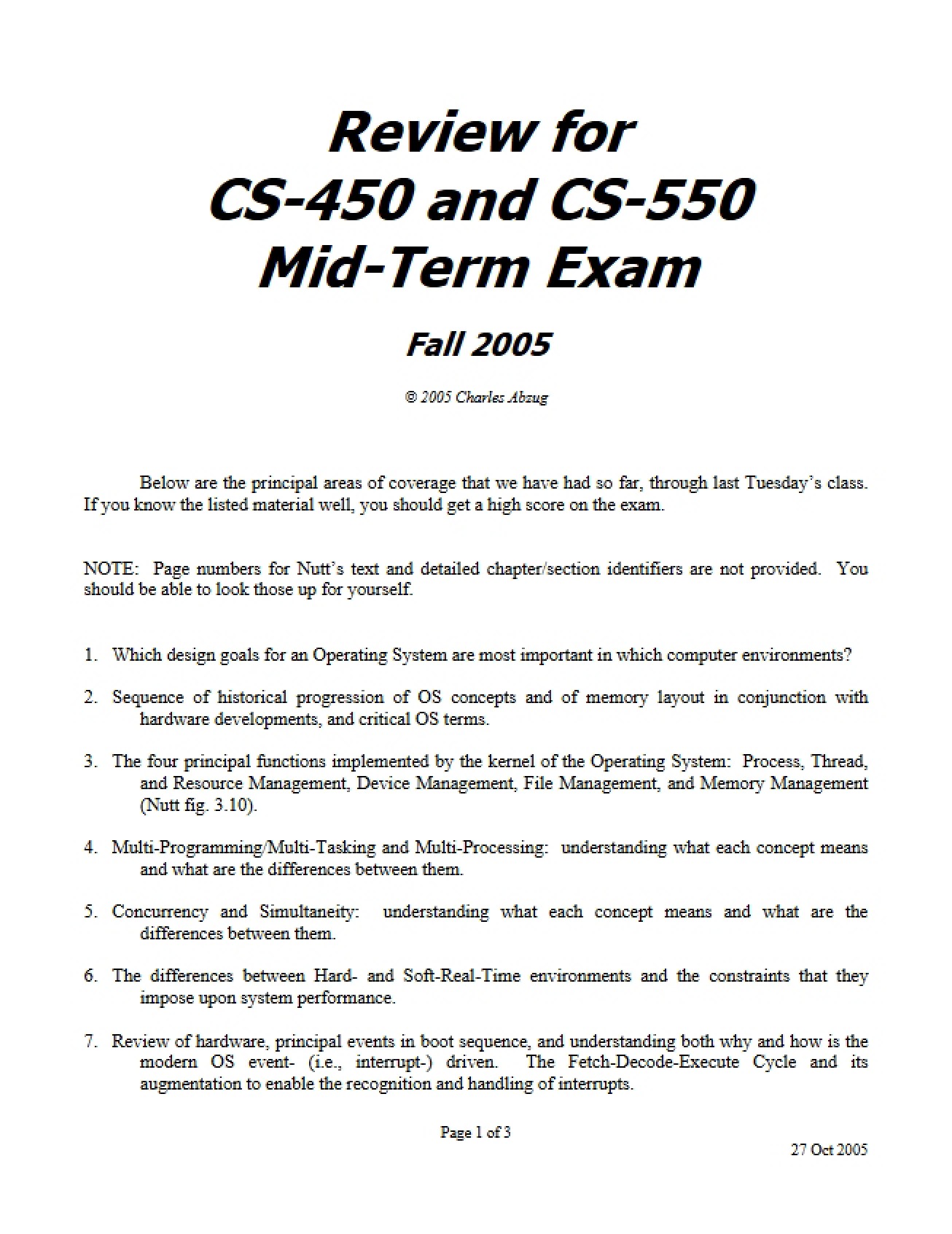 Review Guide for the Mid-Term Exam