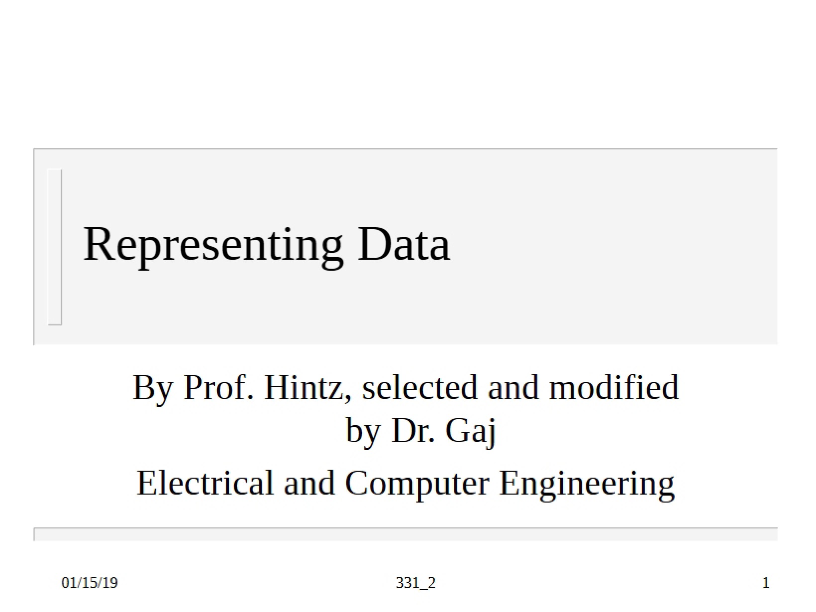 Data Representation