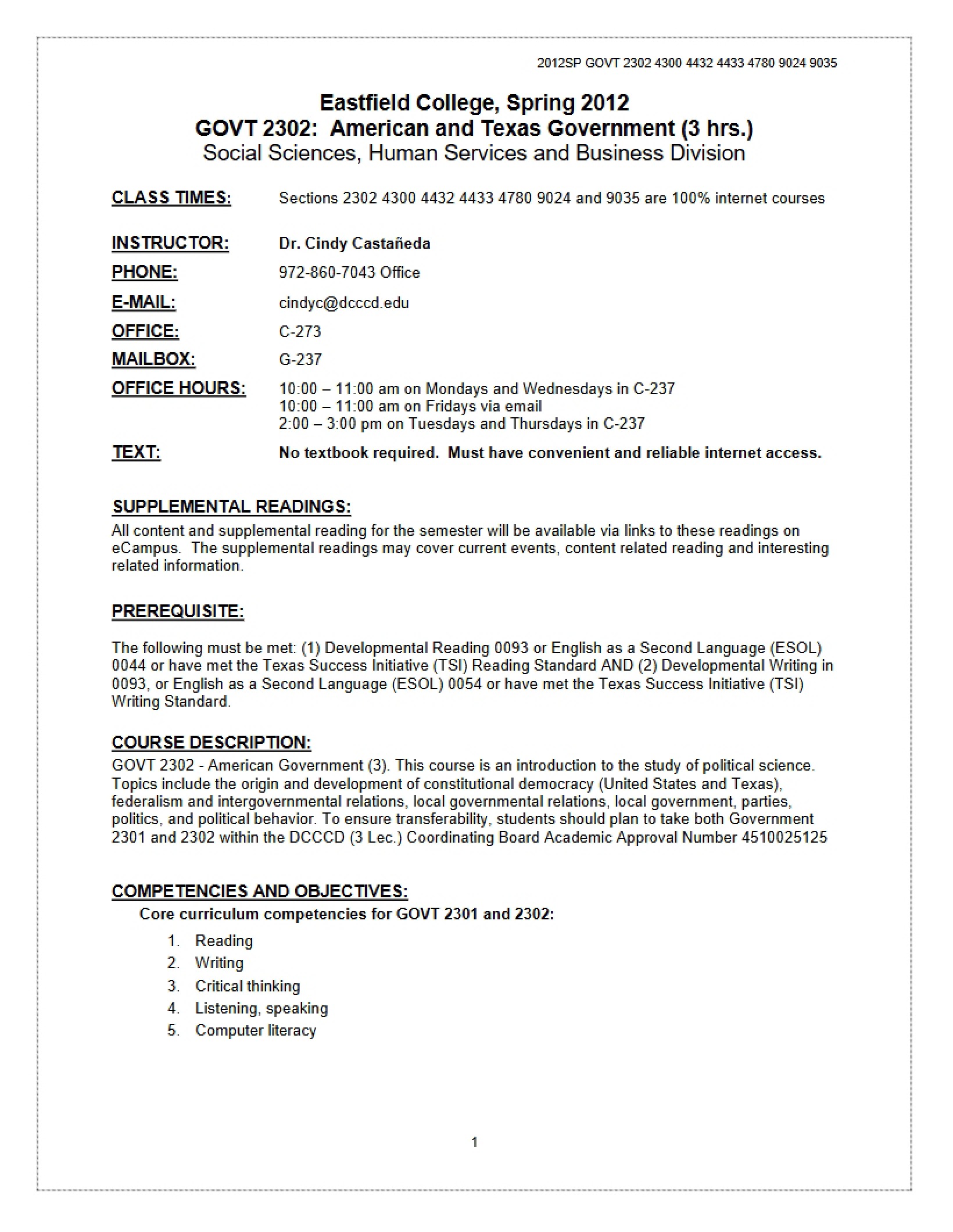Syllabus - 8 Pages