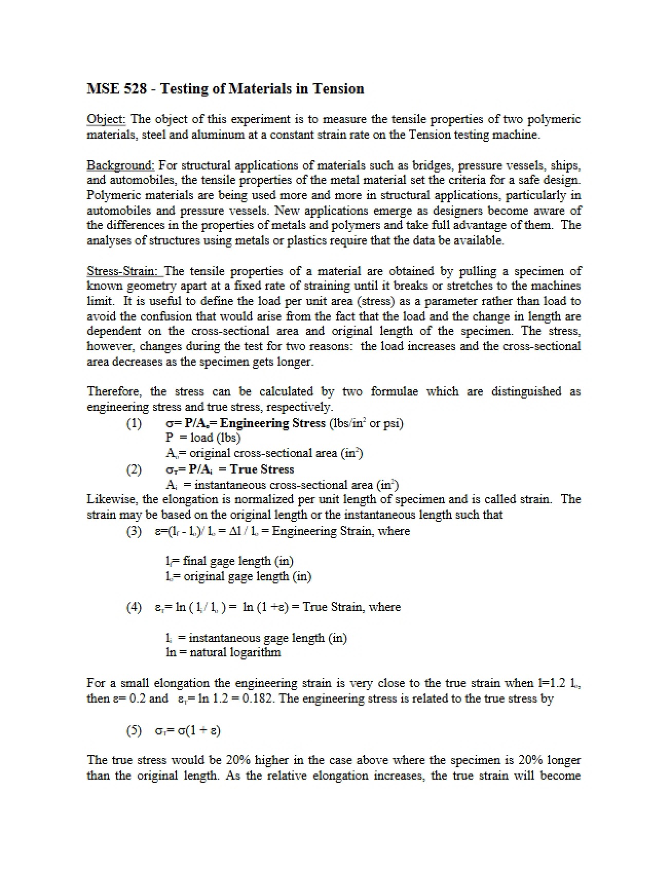 Tension Material Testing