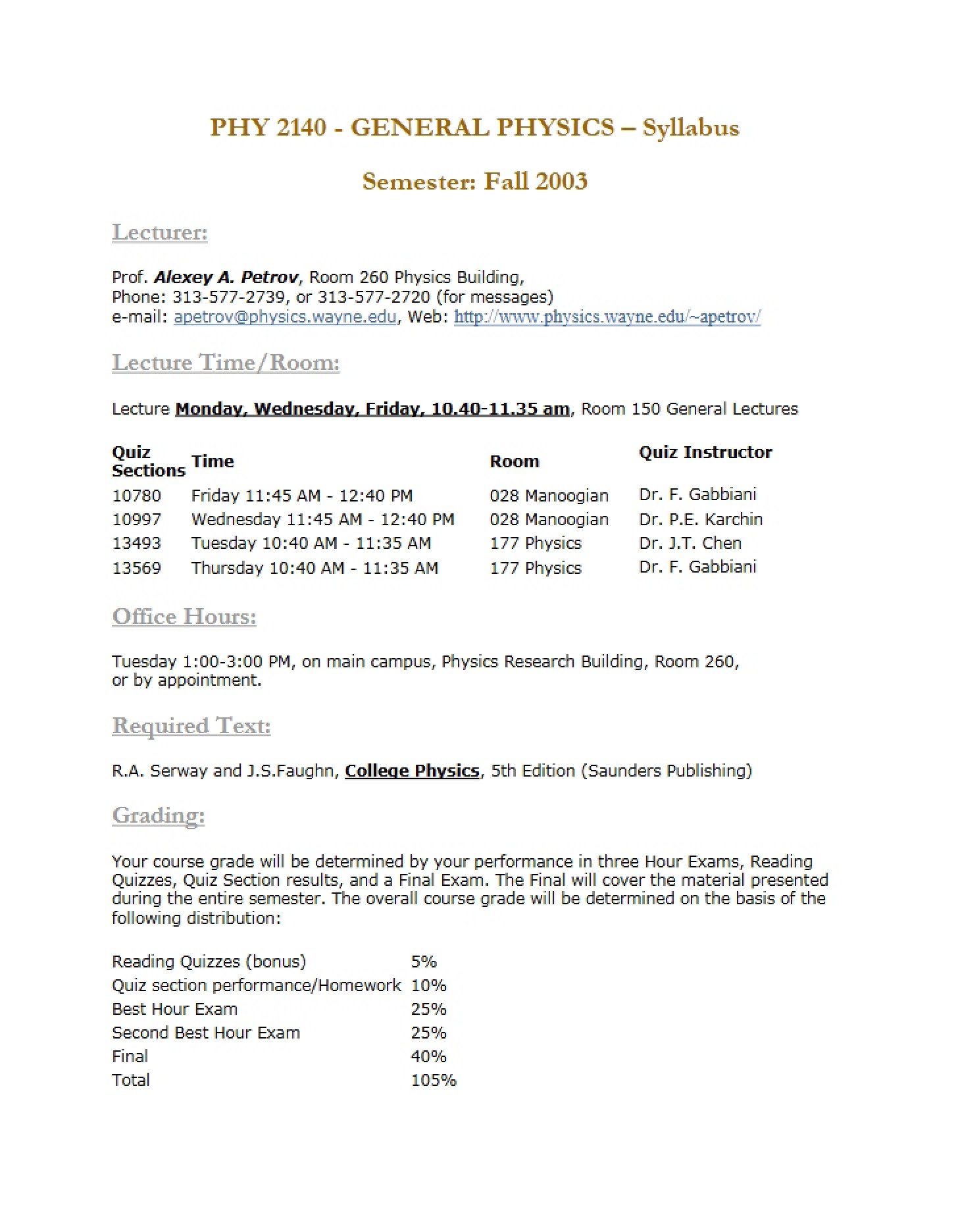 Class Syllabus Document