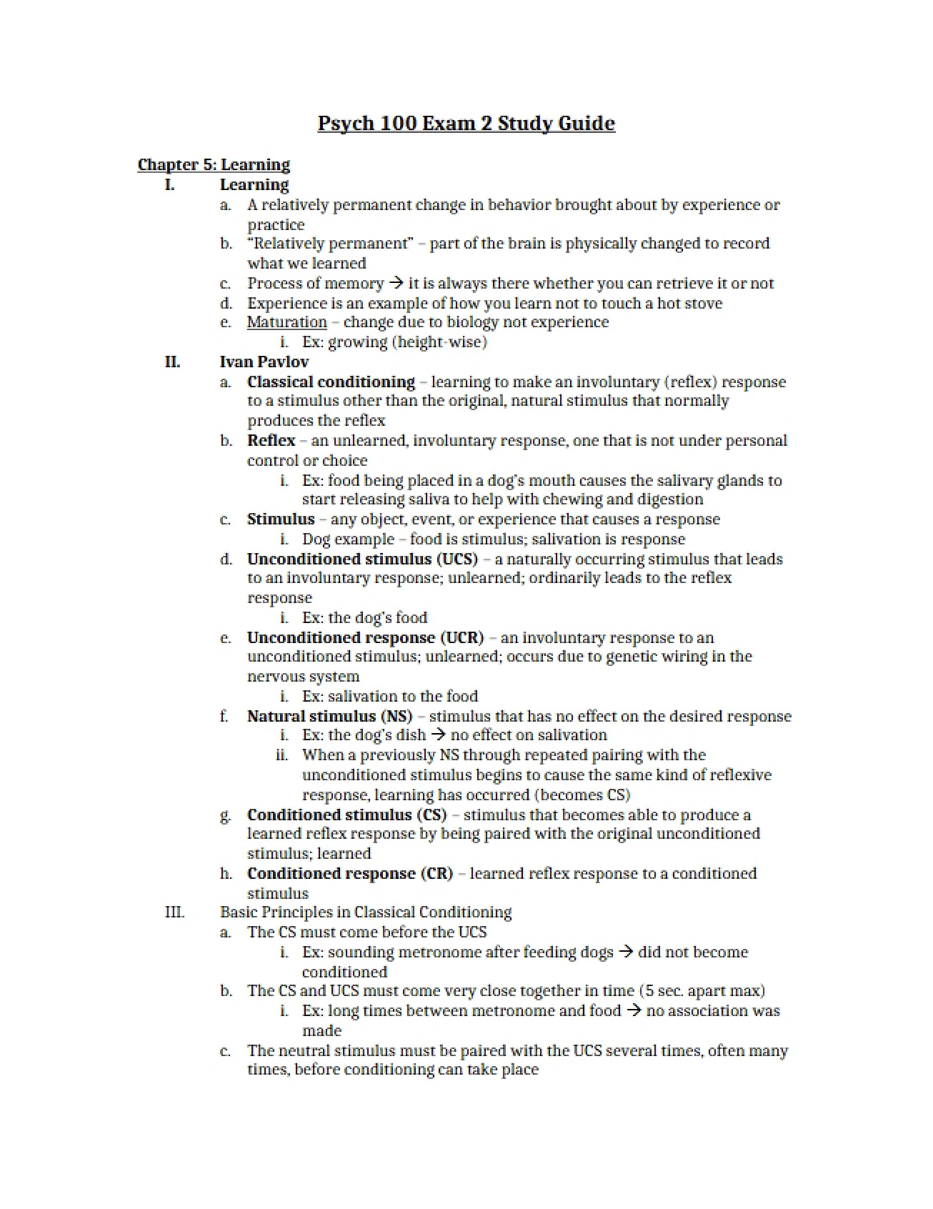 Second Exam Study Guide
