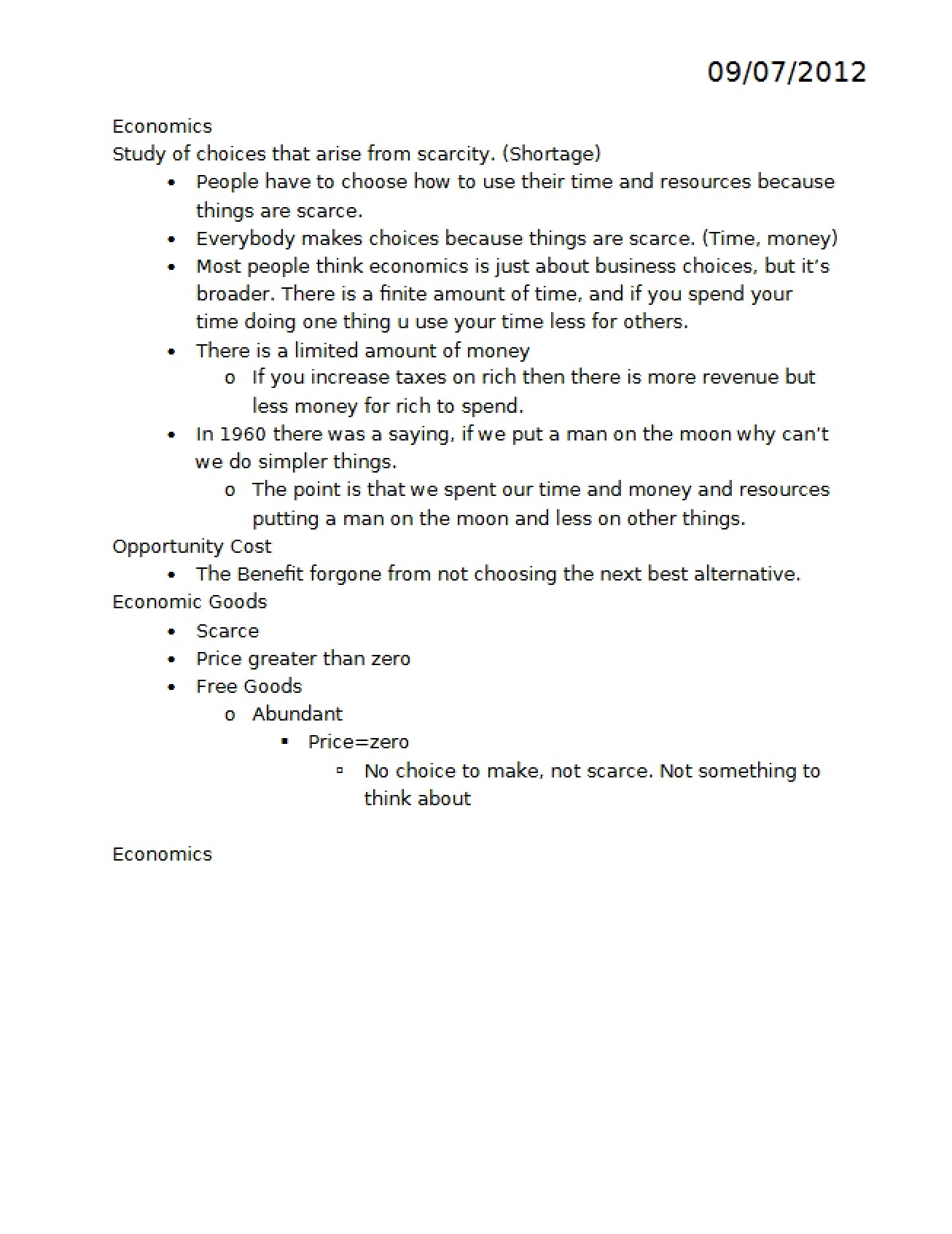 Foundational Concepts in Economics