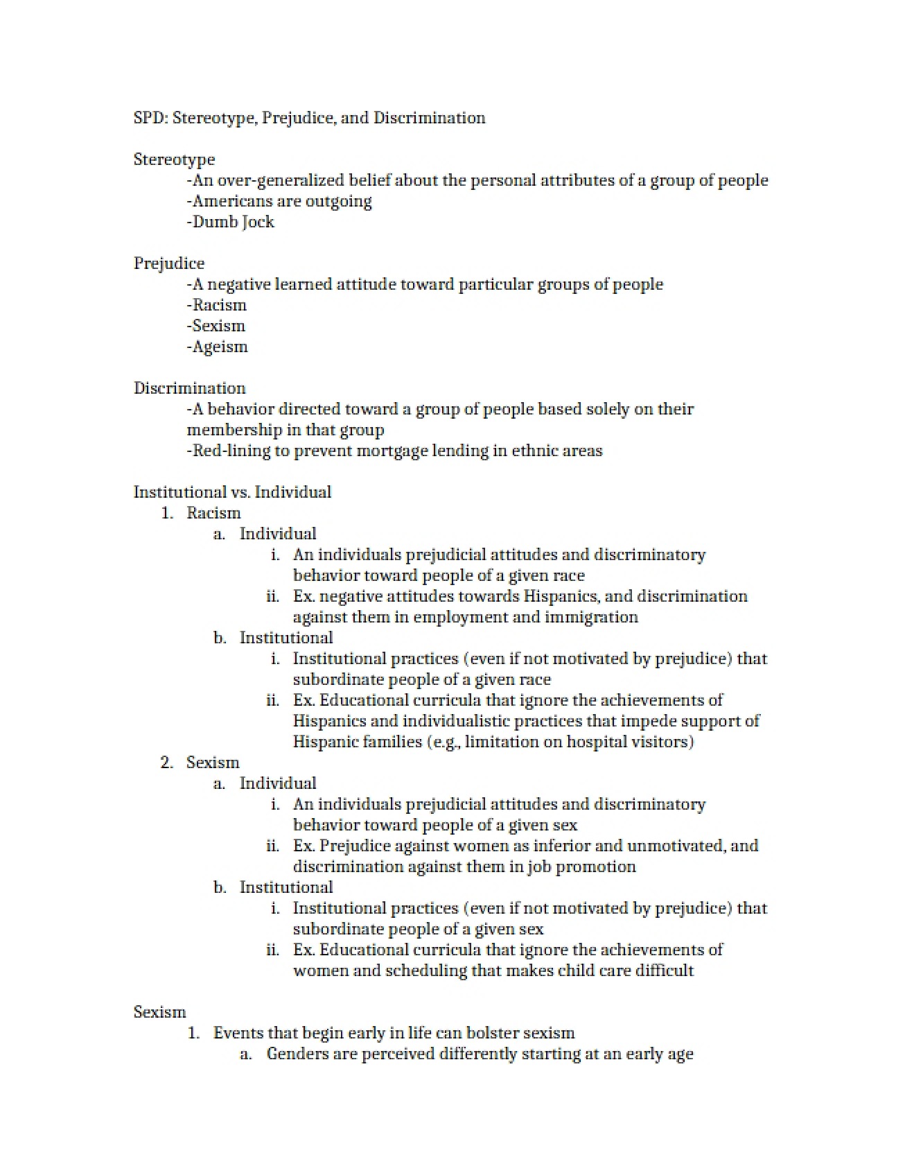 Outline for SPD