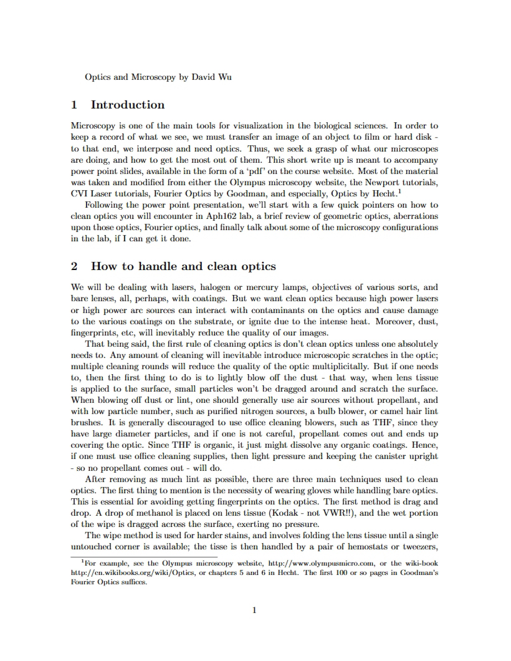 Microscopy and Optics