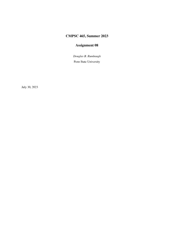 Assignment 08 for CMPSC 465