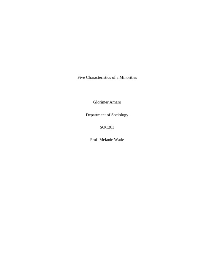 The Five Characteristics of Minorities