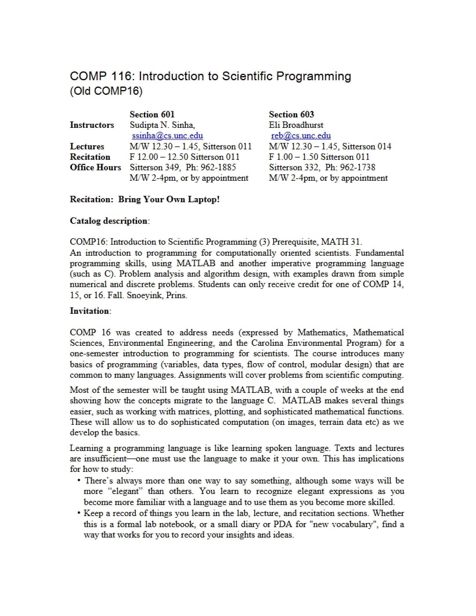 Scientific Programming Syllabus