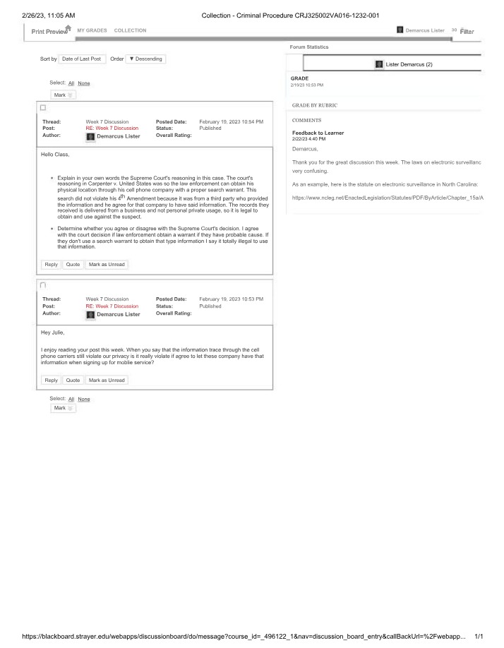 CRJ325 - Week 7 Discussion Board