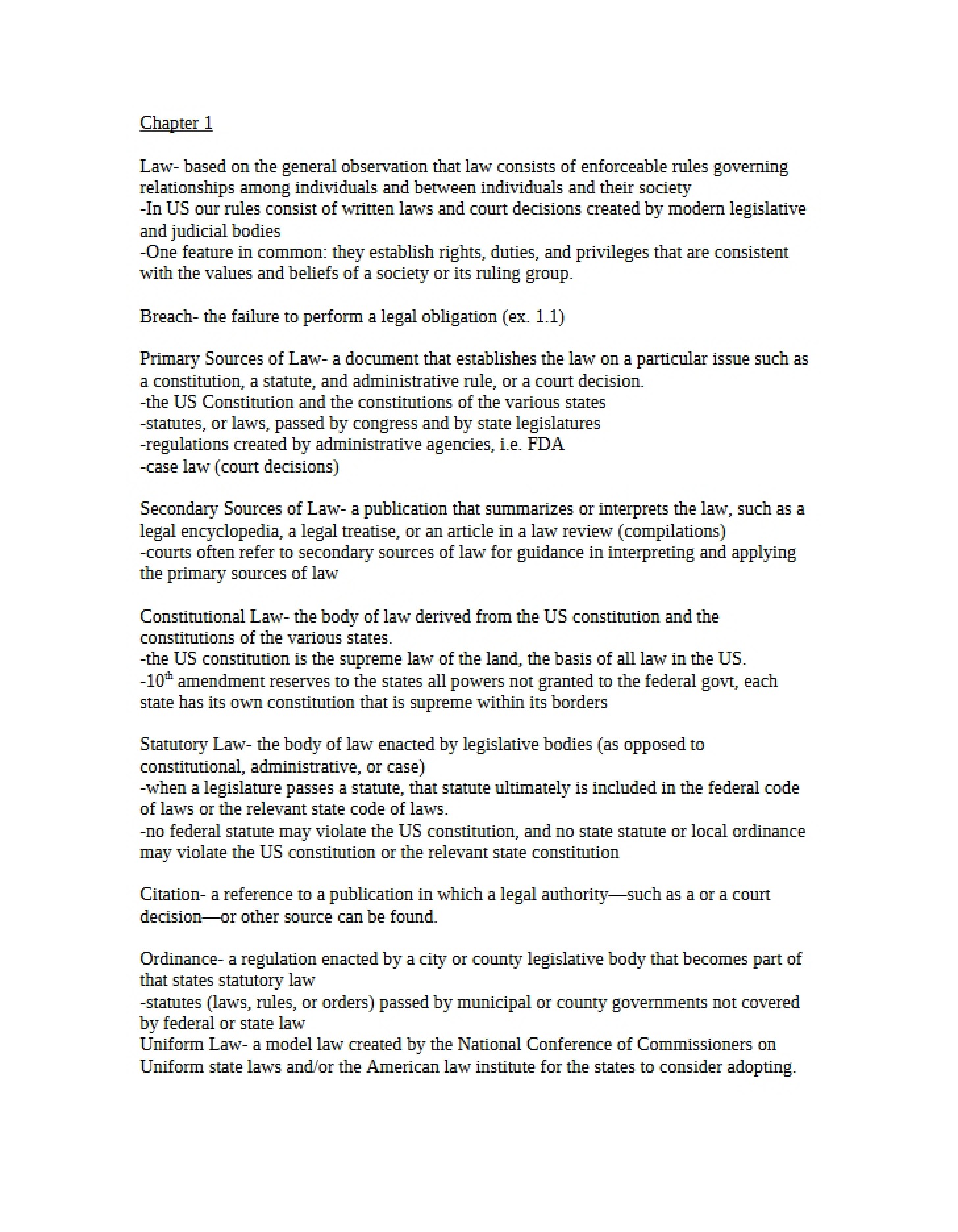 Law Chapter 1