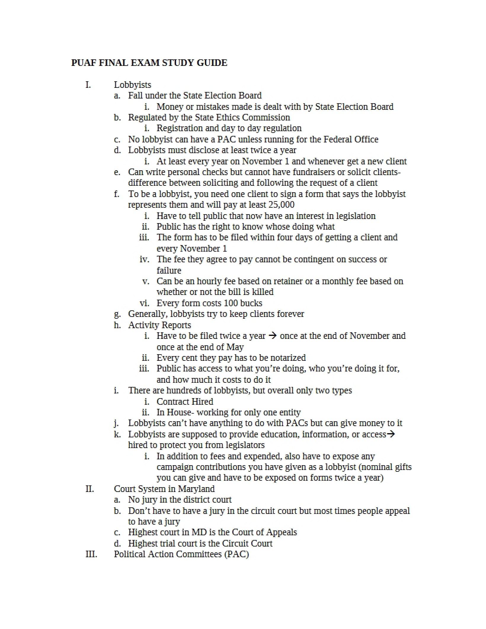 Guide for Final Examination