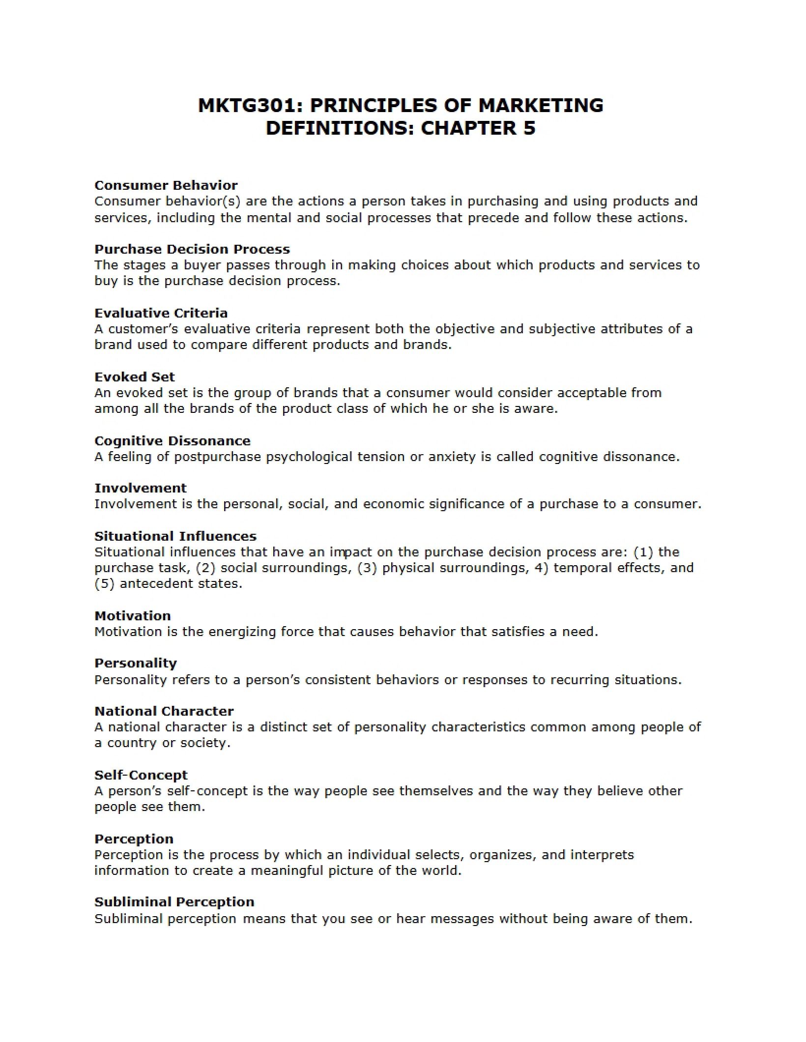 Chapter 5 Definitions