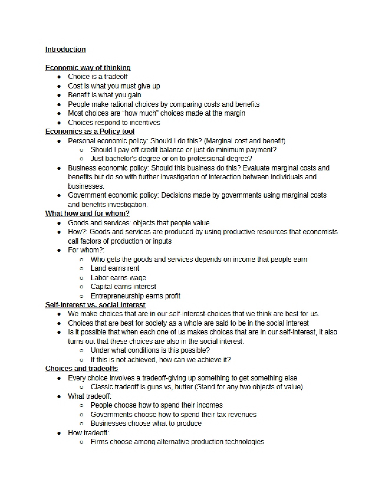 Microeconomics Introduction